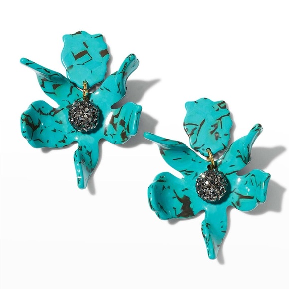Lele Sadoughi 10 Year Anniversary Turquoise Small Crystal Lily Earrings NEW - Picture 7 of 13